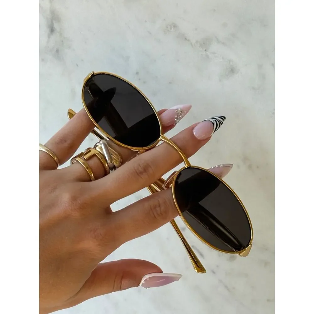 NEW Bottega Veneta BV1386S Gold Sardine Oval Sunglasses $655